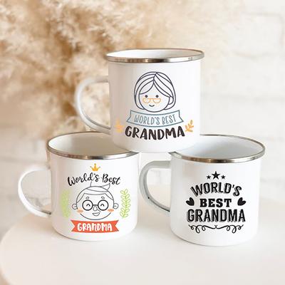 Mothers Day Gift For Grandmother  Worlds Best Grandma Coffee Mug Grandma Drink Enamel Mugs Granny Grandmother Birthday Gifts