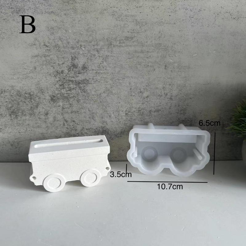 

Handmade Creative Diy Locomotive Train Box Candle Holder Silicone Mold Insert Candle Holder Gypsum Drip Glue Molds Accessories B