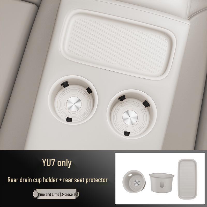 25 YU7 Rear Seat Storage Mat: Silicone Pad Cup Holder & Protective Car Accessory