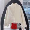 Women's Korean Style Stand Collar Double-Sided Cashmere Cropped Coat for Autumn/Winter 2024