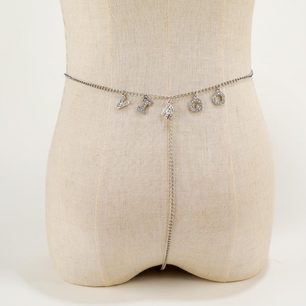 Модная цепочка на талию, многослойная хип-хоп рок-цепочка, многоэлементный алфавитный лоскутный пояс, панк-цепочка для тела