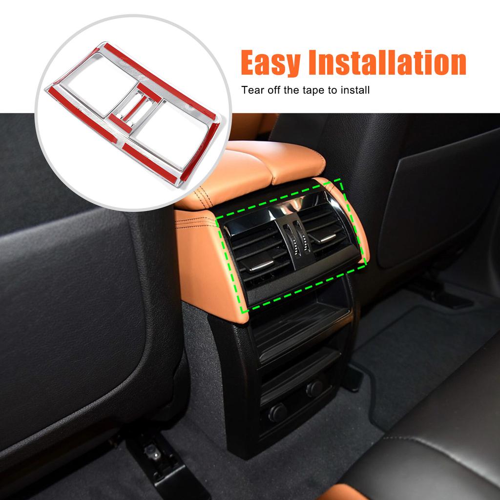 ABS Silver Rear Air Vent Outlet Cover Trim Frame For BMW X5 X6 F15 F16 2014-18