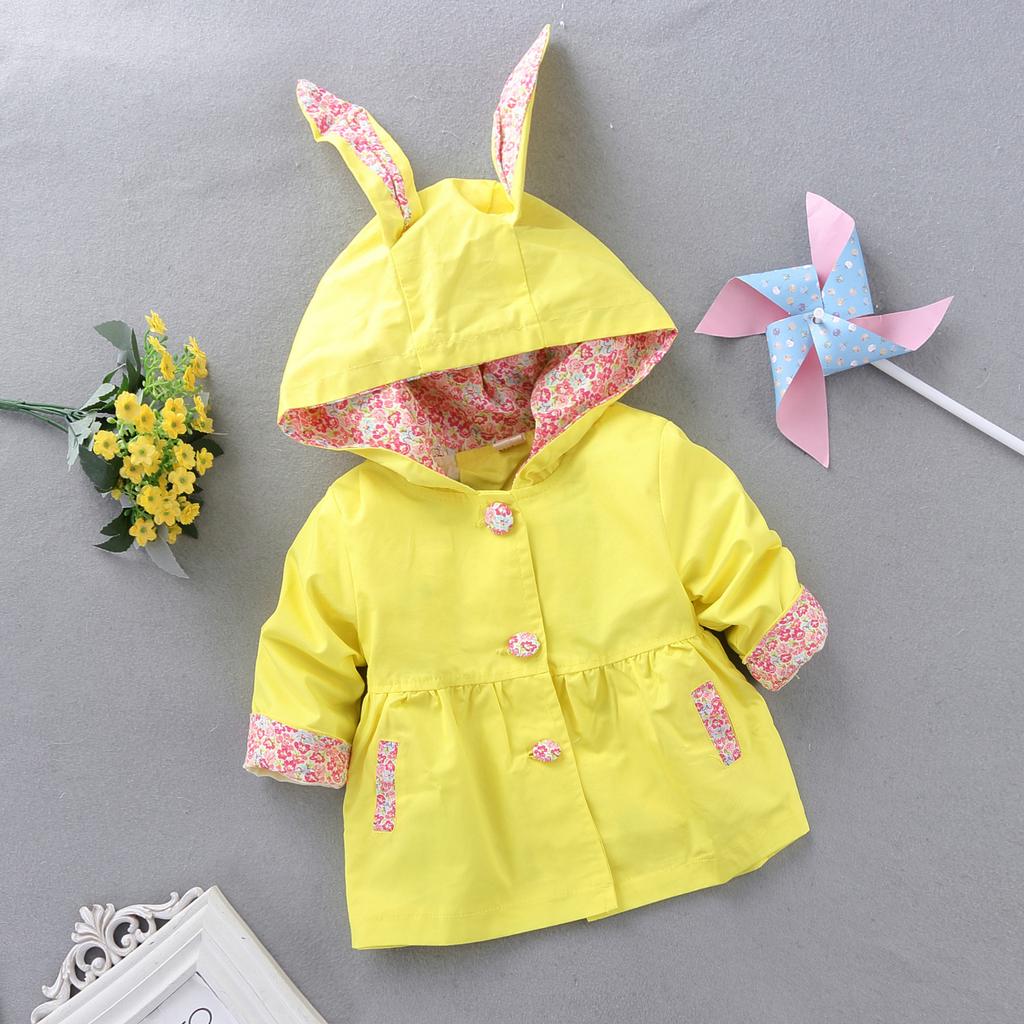 Girls Coat Autumn Baby Candy Color Long Sleeved Cotton Windbreaker Trench Outwear Tops