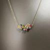 Colored Zircon Zircon Flower Necklace Geometry Design Shiny Appearance Premium Jewelry Full Diamond Luxury Jewelry Gift