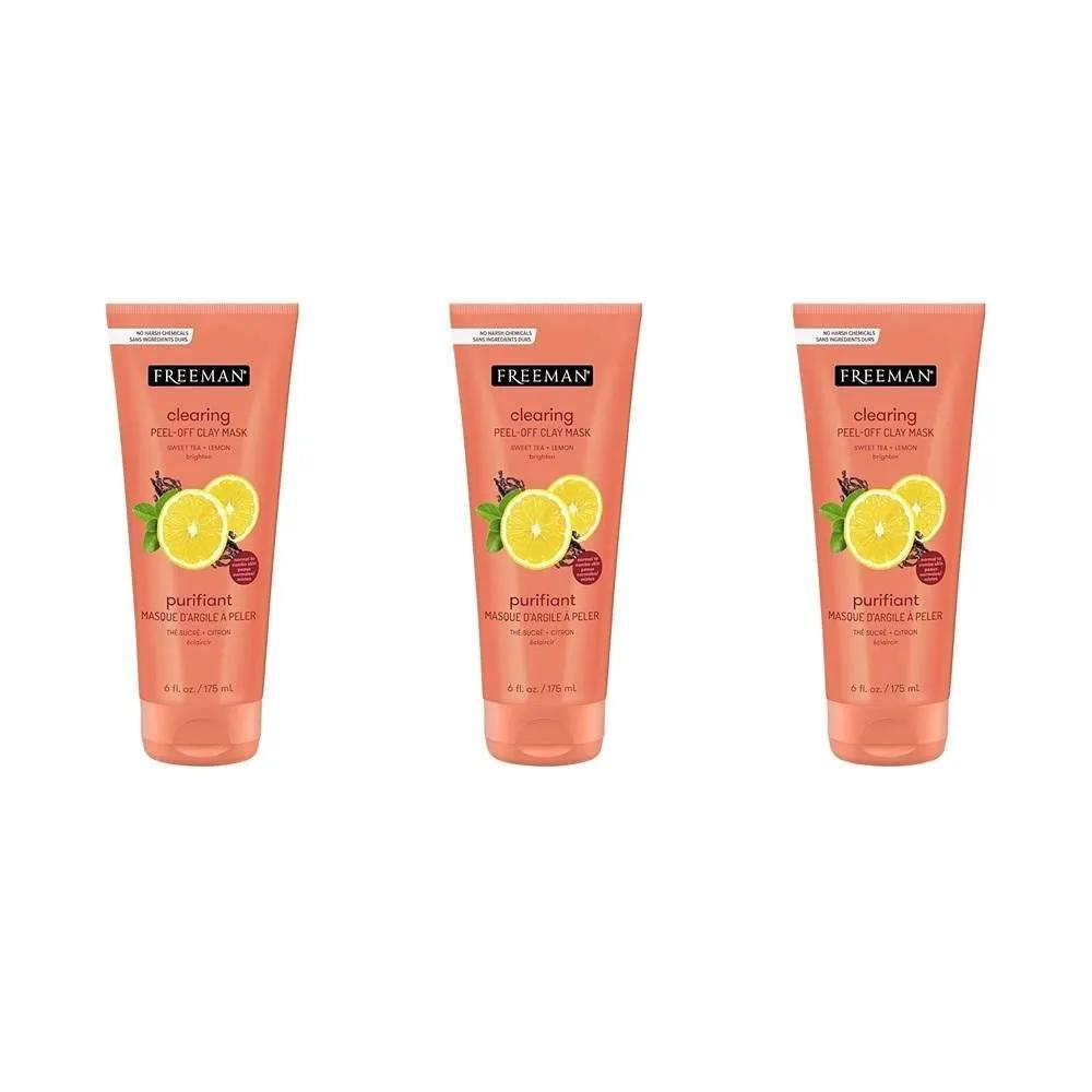 Freeman Clearing Sweet Tea & Lemon Peel-Off Clay Mask 175ml 3-Pack