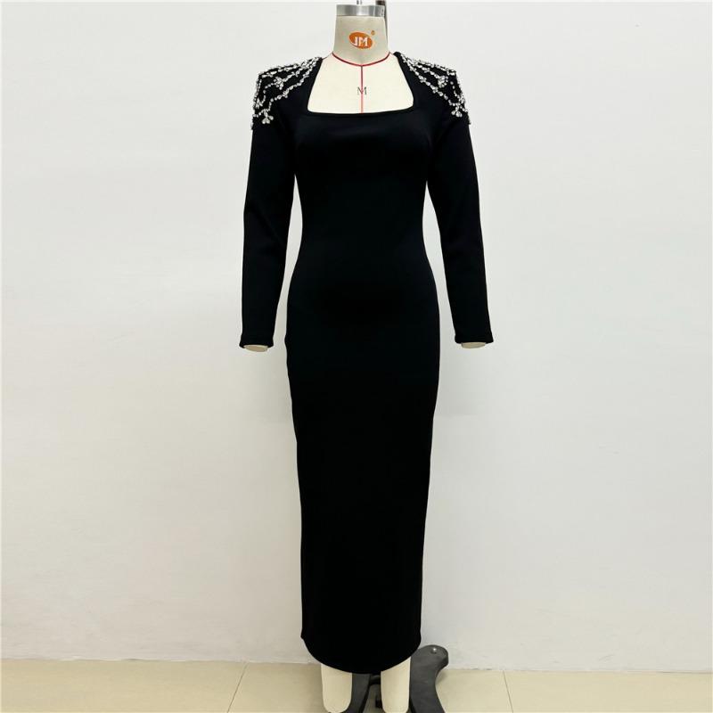 New Fashion Long Sleeve Diamond Bandage Dress Autumn Slim Dress Party Evening Dress Banquet
