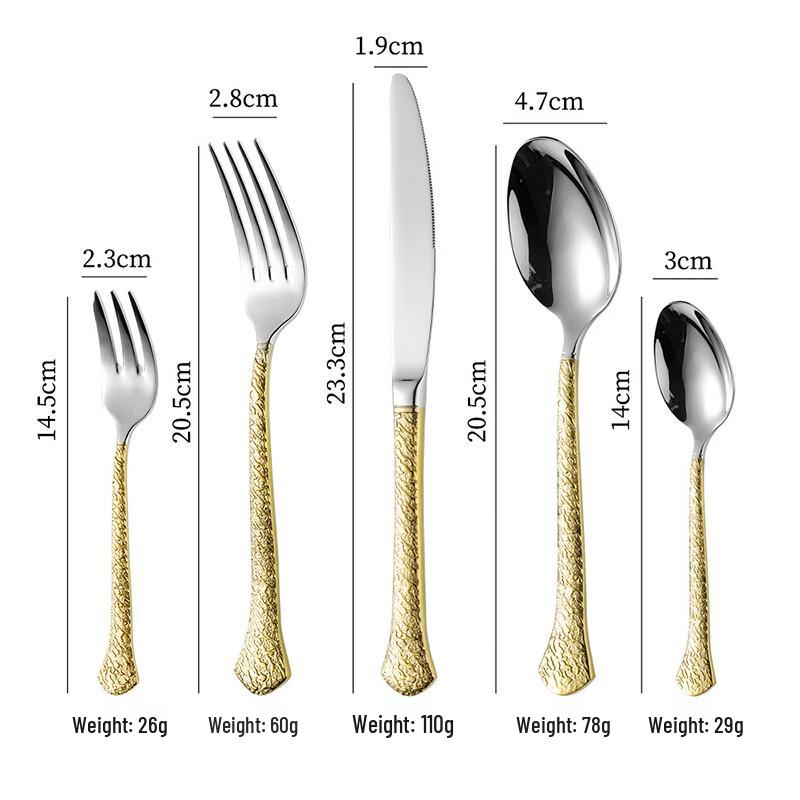 304 Stainless Steel Embossed Western Cutlery Set
