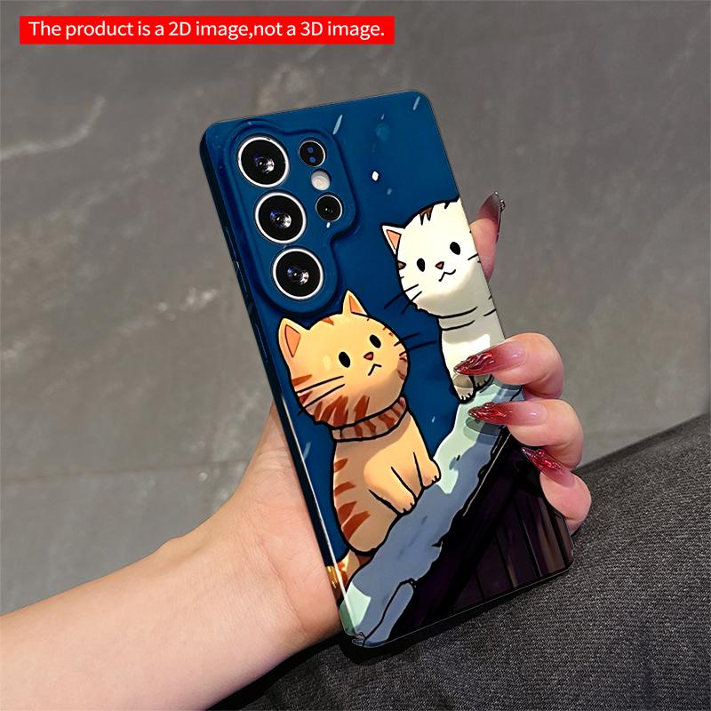 2DFlat Samsung Phone Case Snowy Night Cats On Rooftop Phone Case Applicable To Galaxy S23 S24 S25ULTRA S26 A12 A14 A15 A16 A54 A55