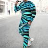 Men Pink Black White Wavy Curve Geometric Print Long Sleeve Sweatshirt Jogger Pants Two Piece Suit