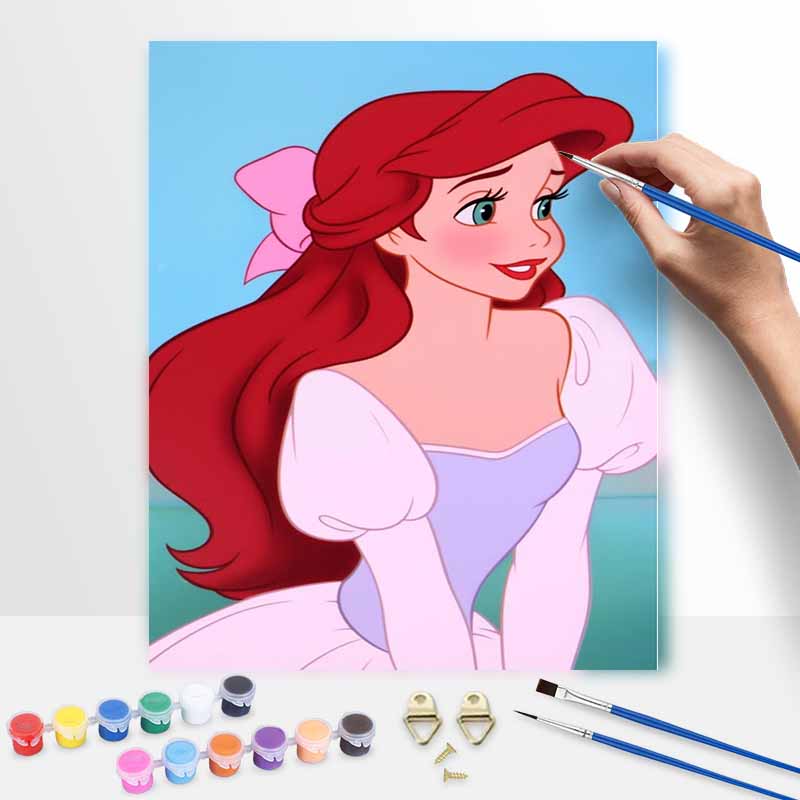 Disney Little Mermaid Ariel oil painting art set handmade diy gift home decoration