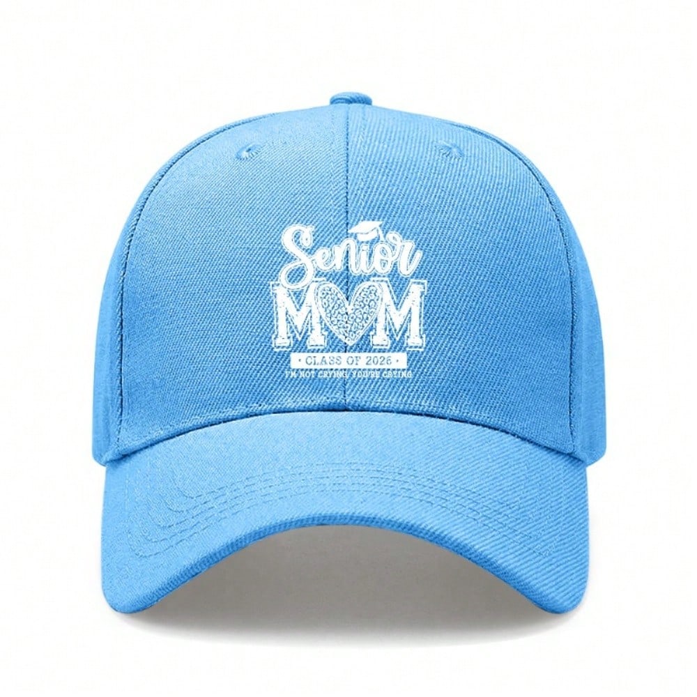 [Graduation Baseball Cap] Senior Mom Class Of 2026 Print Adjustable Breathable Lightweight  Polyester Sun Protection Curved Brim Baseball Hat -