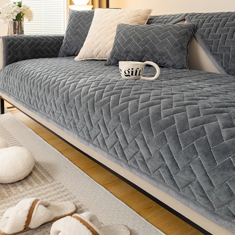 Plush Sofa Cushion Winter Cream Wind Milk Suede Sofa Cover All-Inclusive Full Cover Towel Cover Cloth Non-Slip Seat Cushions