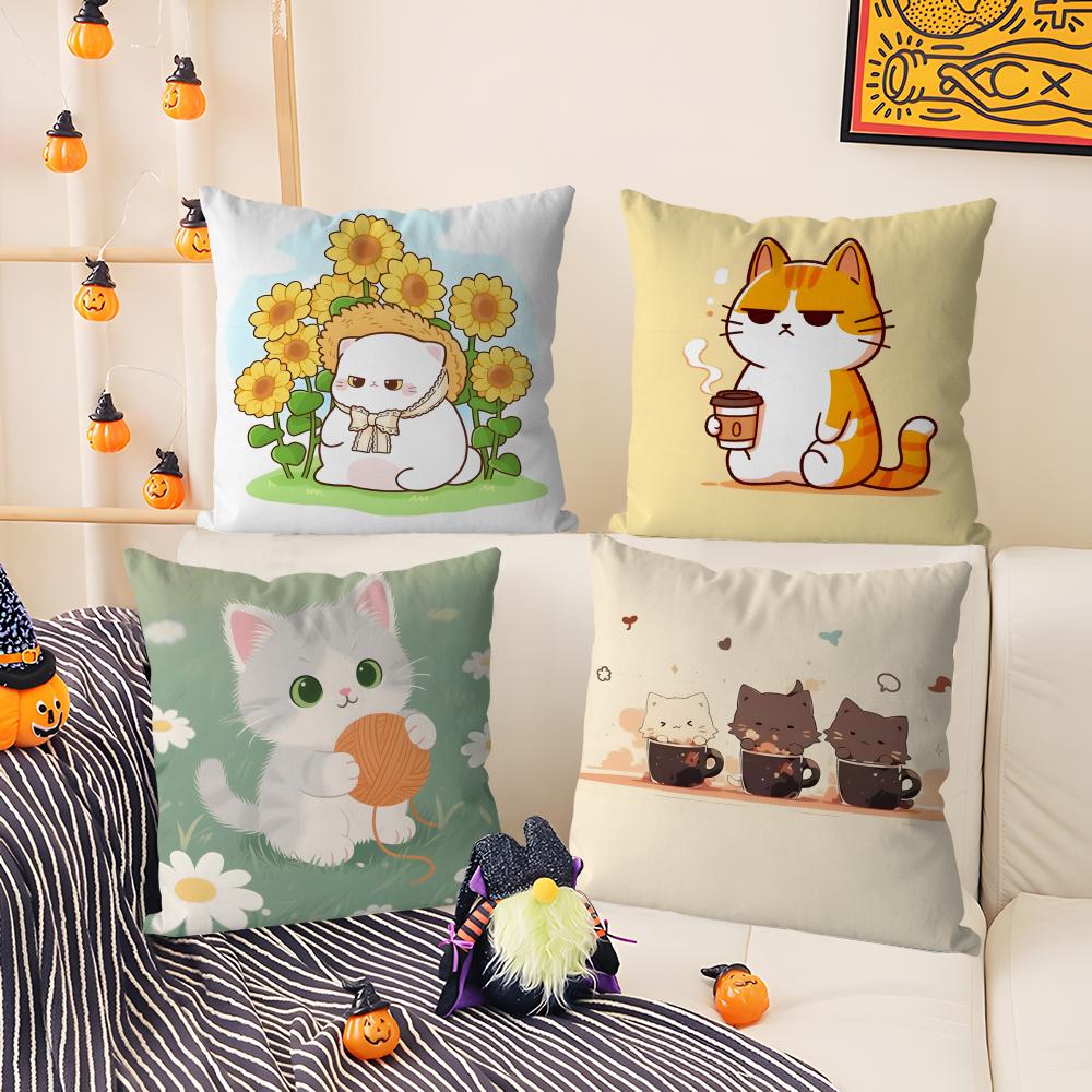 Love cats home decor pictures Pillow Case Comfort Sofa Bed Silky elegant Invisible zipper Decorative cushion cover