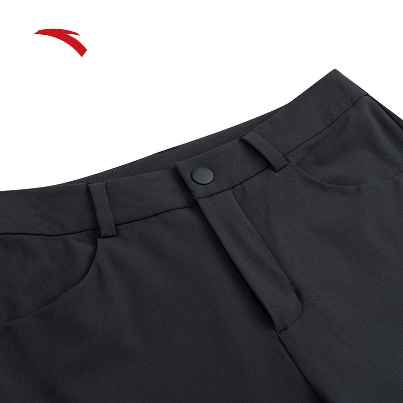 Anta Training Series Solid Color Mid-Rise Comfortable Breathable Versatile Straight Leg Casual Pants Women Bottoms Black 162437501-1