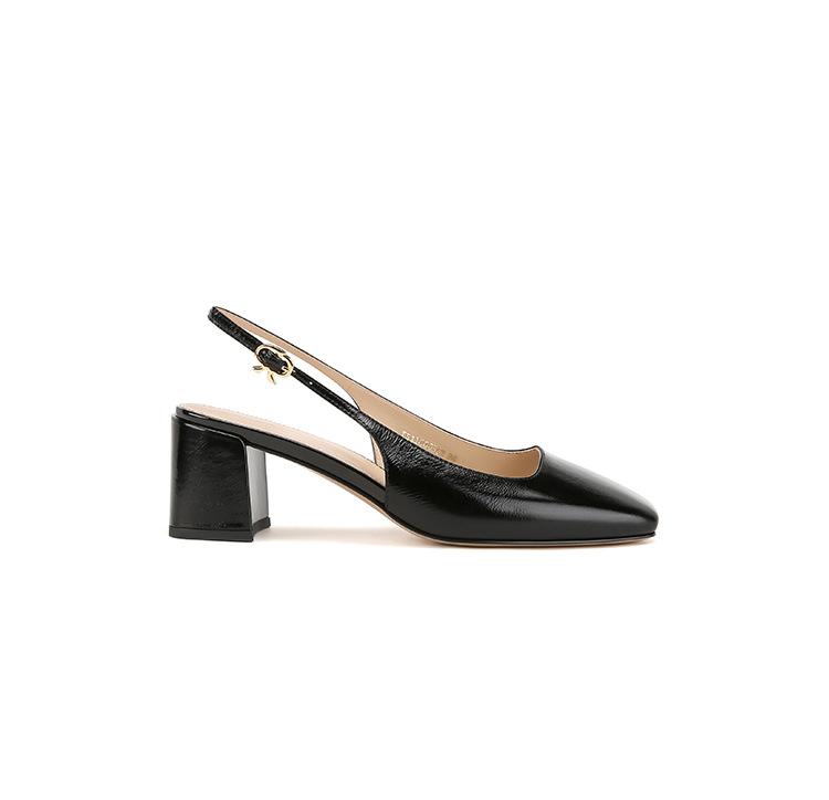 

Su Yinyin same beauty in bone~ gr square head leather thick high heel empty sandals women commuting ol summer 40 чёрный