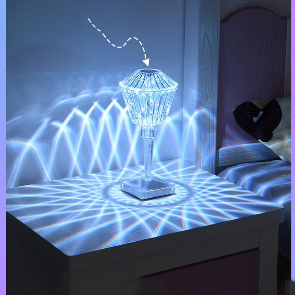 Remote Control 16 Colors Night Light Touch Light Projector LED Ambience Light Room Decoration Crystal Table Lamp Christmas