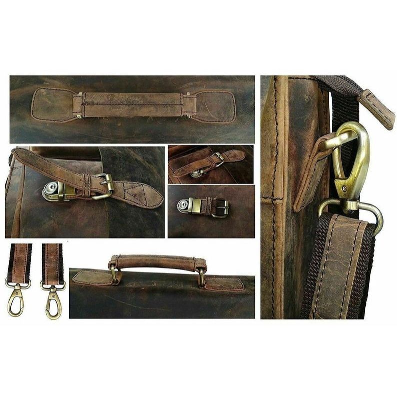 18" Inch Retro Buffalo heren dames Leer Laptop Messenger Bag Kantoortas