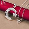 925 Sterling Silver Moon Zircon Pendant Necklace Fashionable Wedding Jewelry