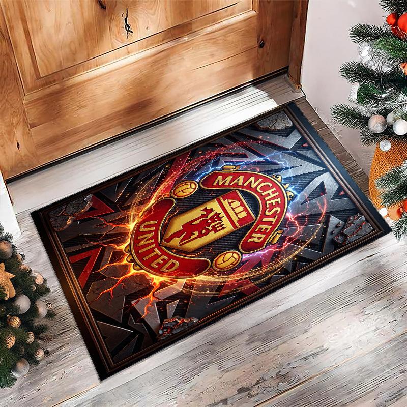 Manchester United Geprint Flanellen Vloerkleed Niet-Glijdend Zacht Polyester Vloerkleed Binnen Decoratie Mat voor Slaapkamer Woonkamer Bank