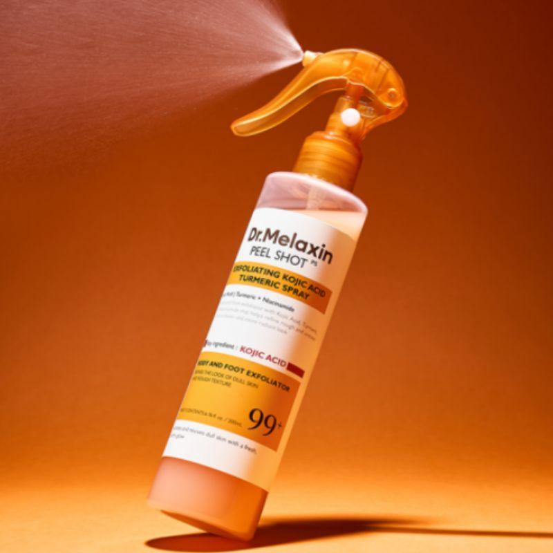 Dr. Melaxin Peel Shot Body Scrub Kojic Acid & Turmeric Peeling Spray 200ml – Exfoliating Body Peeling Spray for Smooth & Radiant Skin
