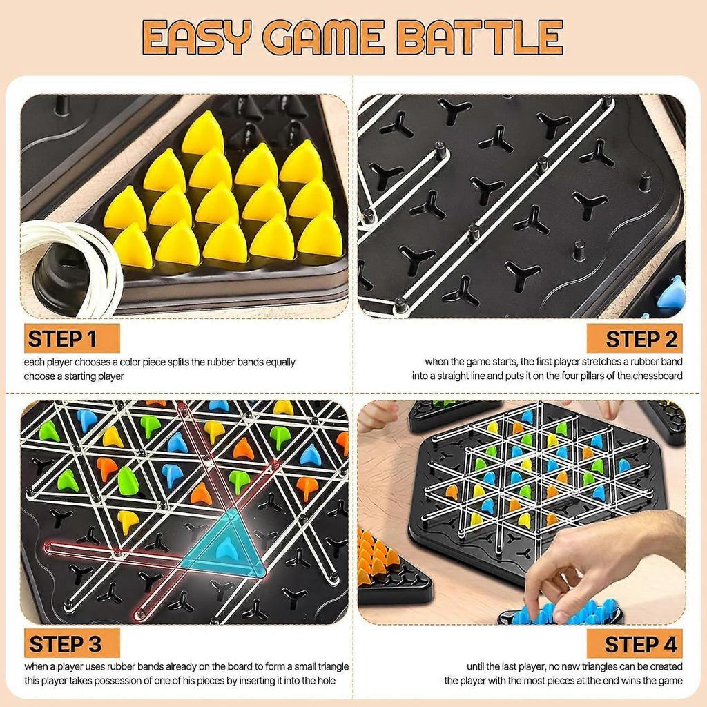 Triangle Board Game Territory Capture Family Game,Chain Triggle Chess Brain Teaser Strategy Puzzle Toys 2 To 4 Players,6 Years Old and Above Boys Girl