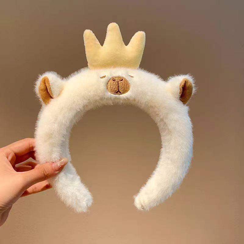 Plush Capybara Headbands Cartoon Kawaii Hair Hoop Headpiece Washing Face Hair Accessories