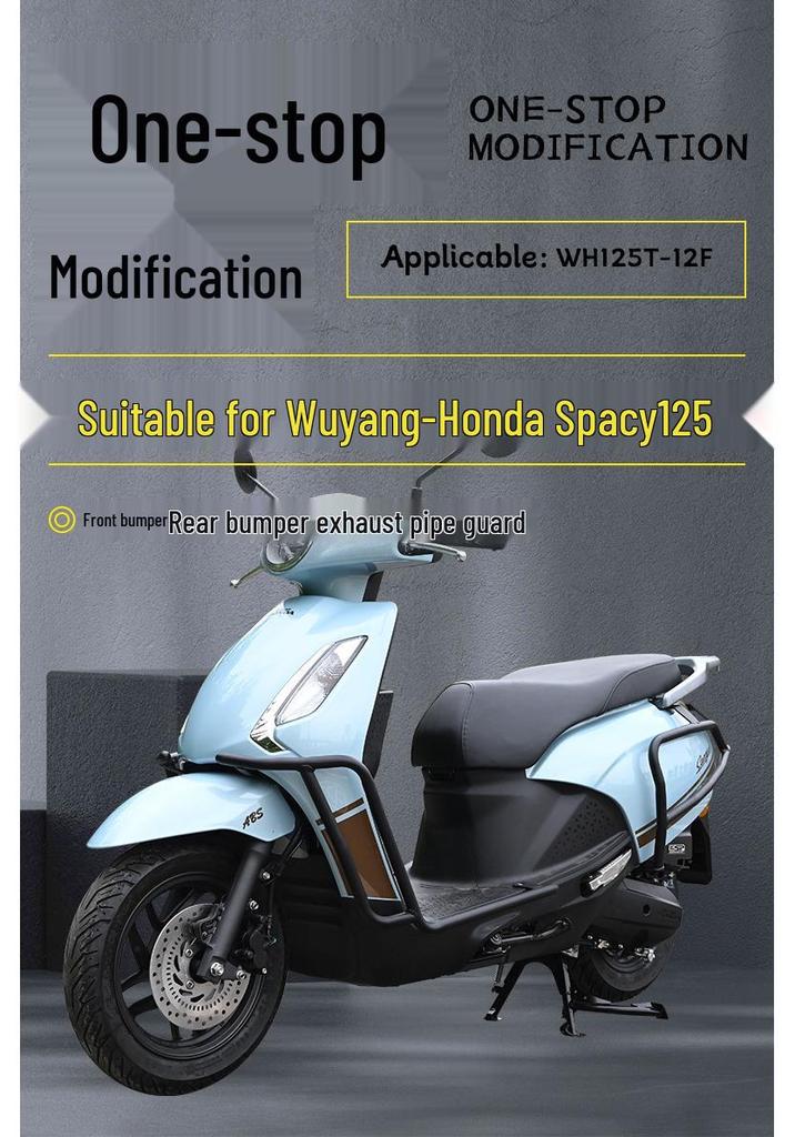 Wuyang Honda Spacy125 Front & Rear Exhaust Crash Bars Anti-Fall Bumpers Footrests Parts