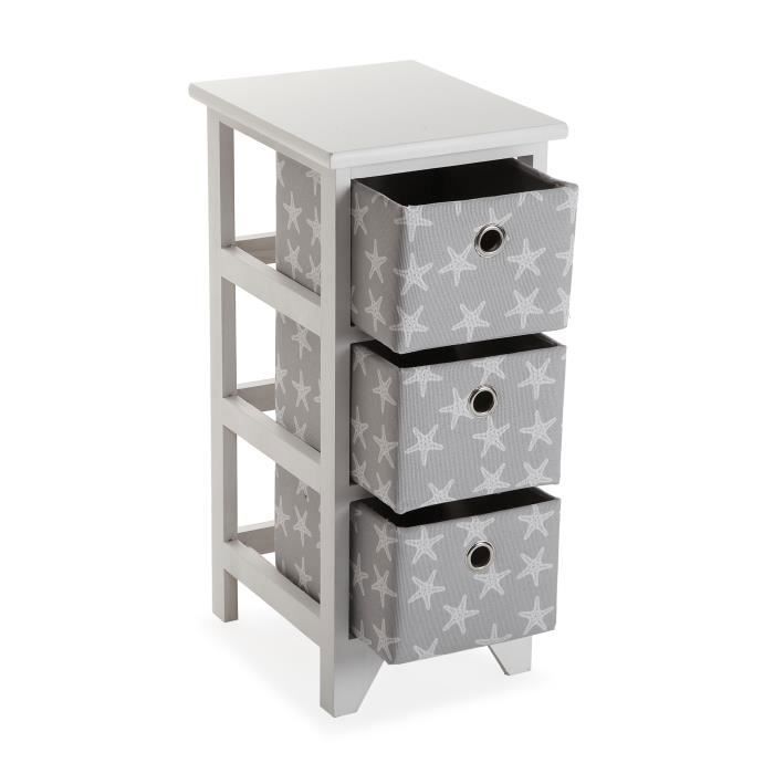 Meuble De Salle De Bain - VERSA - Starfish - Bois - Gris - 58 X 29 X 23 Cm
