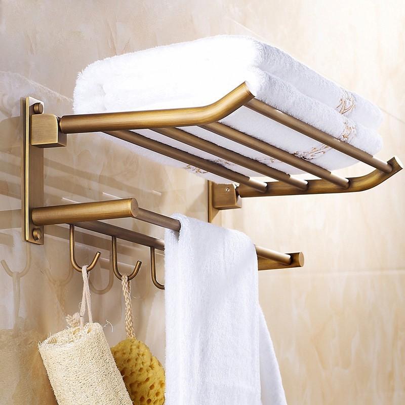 All Copper Antique Bathroom Hardware Set Towel Rack Basket Bath Storage Organizer