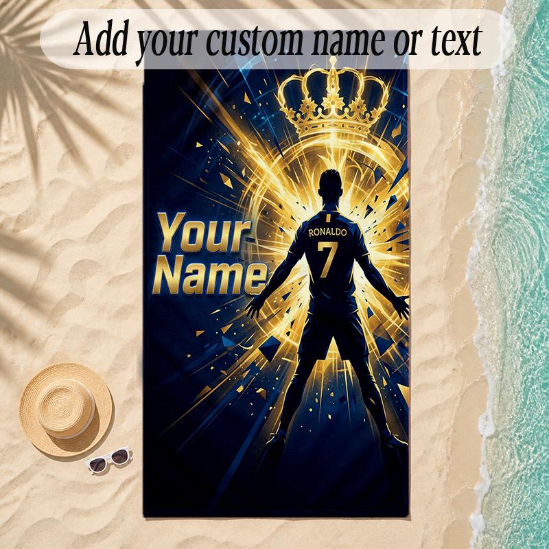 Beach TowelCristiano Ronaldo Custom Name Text Personalized Soft Towel for Beach Pool Indoor Home Decor Gift