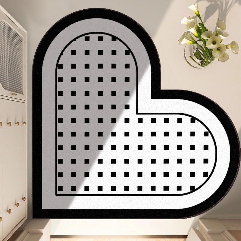 Heart-shaped Kitchen Bathroom Floor Mat Toilet Strong Absorbent Non-slip Foot Mat Diatom Mud Dirty Can Be Wiped Clean