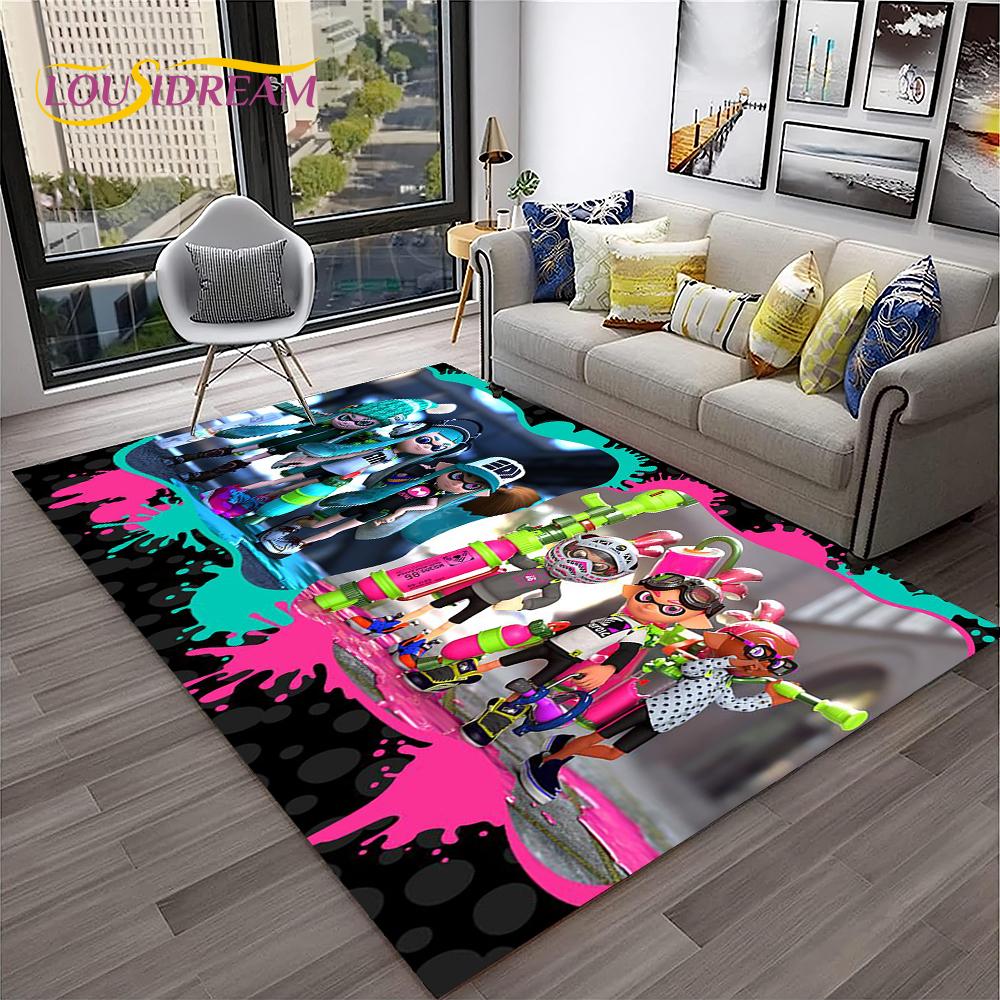 Cartoon PC Gamer 3D Games Splatoon Carpet Rug for Home Living Room Bedroom Sofa Doormat Decor,kids Area Rug Non-slip Floor Mat