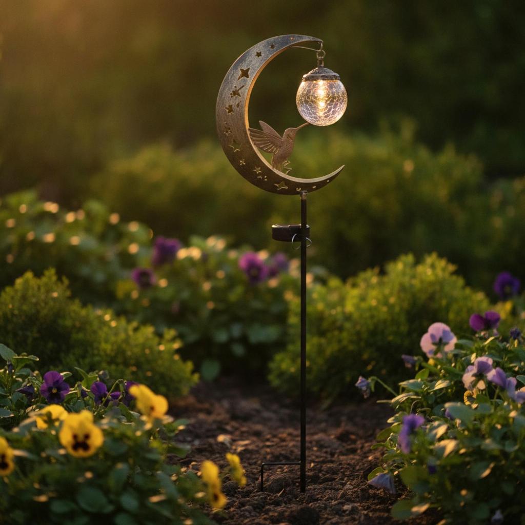 Hummingbird Moon Solar Garden Stake Light Waterproof for Lawn