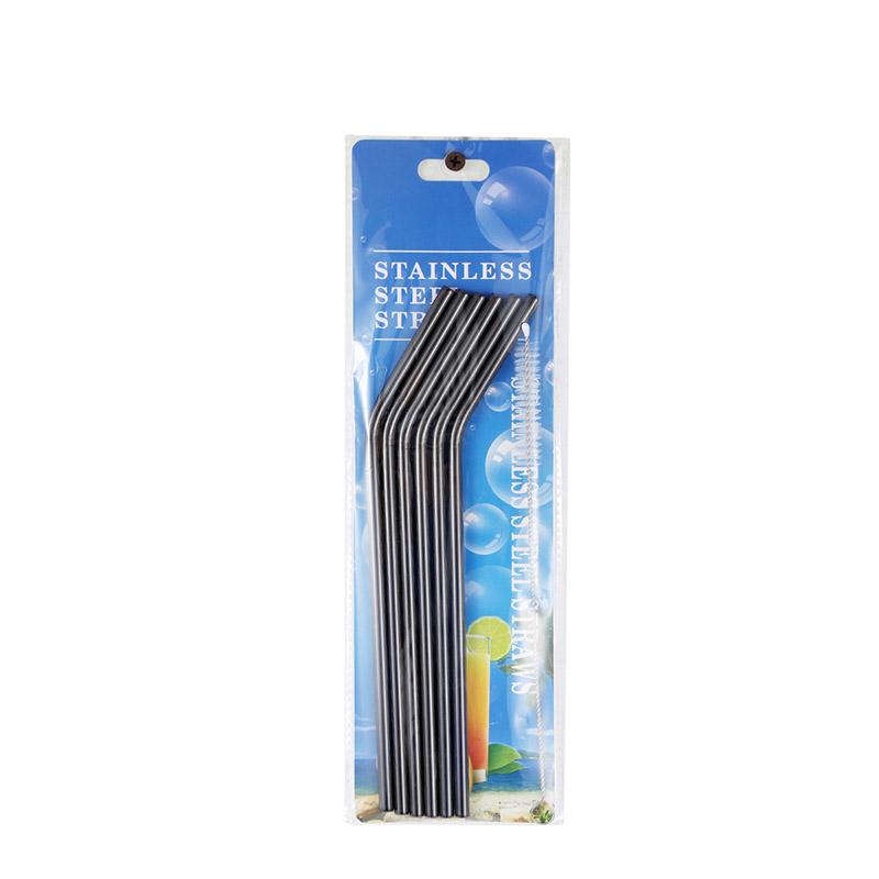 6pcs Metal Reusable 304 Stainless Steel Straws Straight Bent Drinking Straw With Case Cleaning Brush Set Party Bar accessory