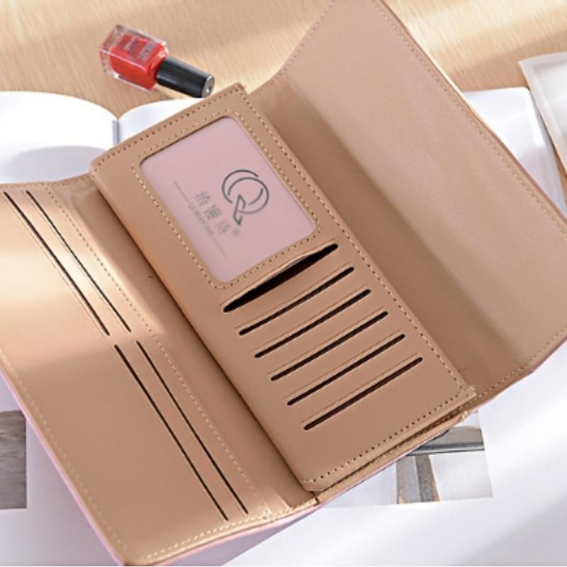 2024 New Fashion Deer Head Women's Long Wallet Trendy Cool PU Matte 3 Fold Billfold Multi Card Female Clutch Money Bag Change Pocket Girl Holiay Gifts