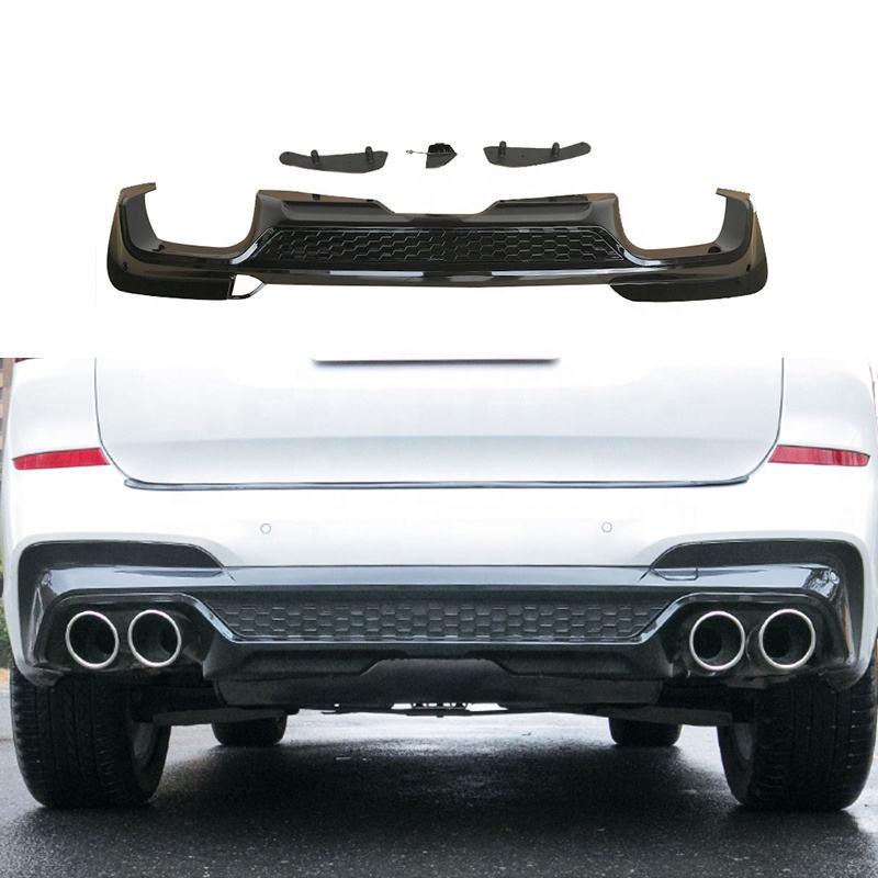 BMW X3 G01 19-21 X3M Style Glossy Black Rear Diffuser Lip Bumper Kit Glossy Black