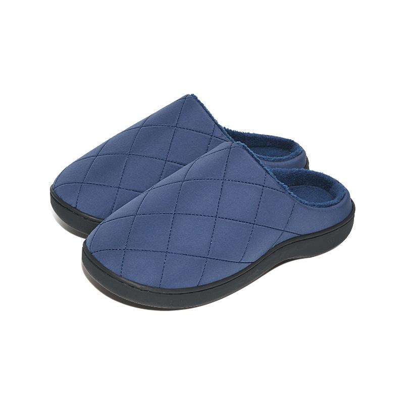 

Водонепроницаемые тканевые мохнатые тапочки, противоскользящие и теплые осенью и зимой, с толстой вельветовой подошвой и хлопковыми тапочками для ношения на улице 40-41 темно-синий