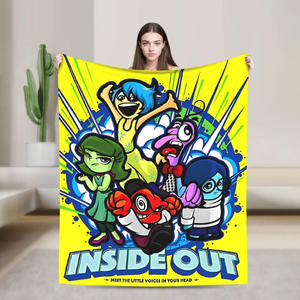 Inside Out 2 Cartoon  Blanket  Travel Office Flannel Throw Blanket For Outdoor Super Warm Custom Quality Bedspread