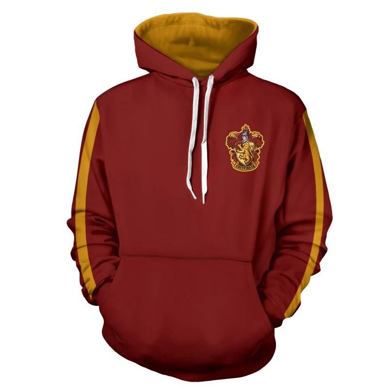 

Hoodie Harry Potter 3d Print Sweatshirt Zipper Hooded Casual Jacket Unisex Coat Red Gryffindor,S