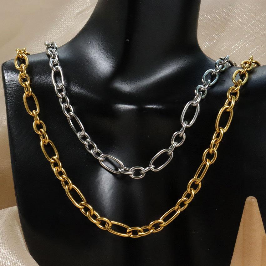 Stainless Steel Flat Hammer Long Cross Necklace Titanium Steel Flat Wire Long Cross Chain Necklace Long O-Chain Accessories