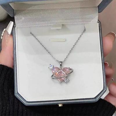 Fahion Licht Luxus Zarte Herz Halskette Für Frauen Mädchen Elegante Süße Anhänger Halskette Schmuck Zubehör Geburtstag Geschenke