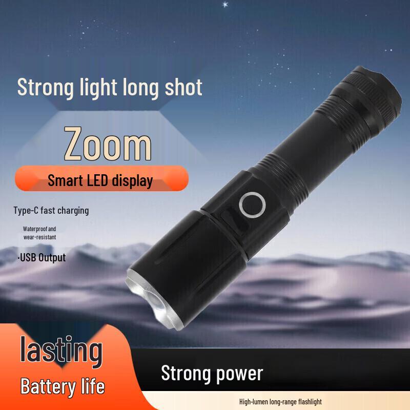 USB Rechargeable Variable Zoom 10W White Laser Flashlight