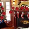 Christmas Artificial Flowers Gold Red Glitter Poinsettia with Clips Xmas Tree Ornaments DIY Wreath Wedding New Year Decorations