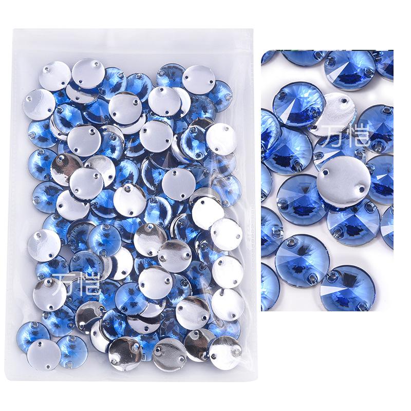 Resin Double Hole Flat Bottom Satellite Hand Seam Drill, Plated Bottom Tip Flat Buckle Diy Clothing Accessories Round Hand Seam Stone