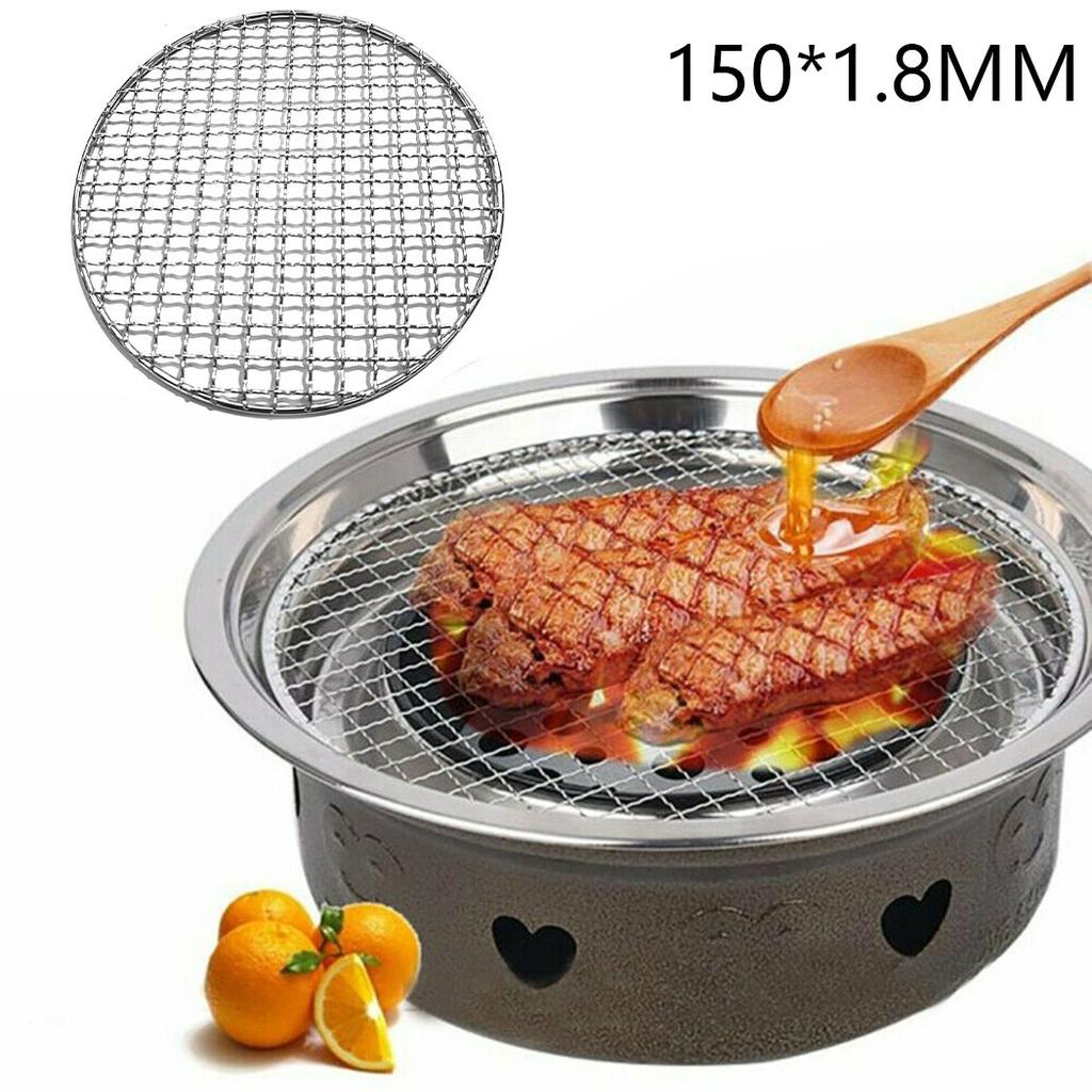 Round Barbecue Grill Mesh Wire Net Stainless Steel Racks Grid Grate Picnic