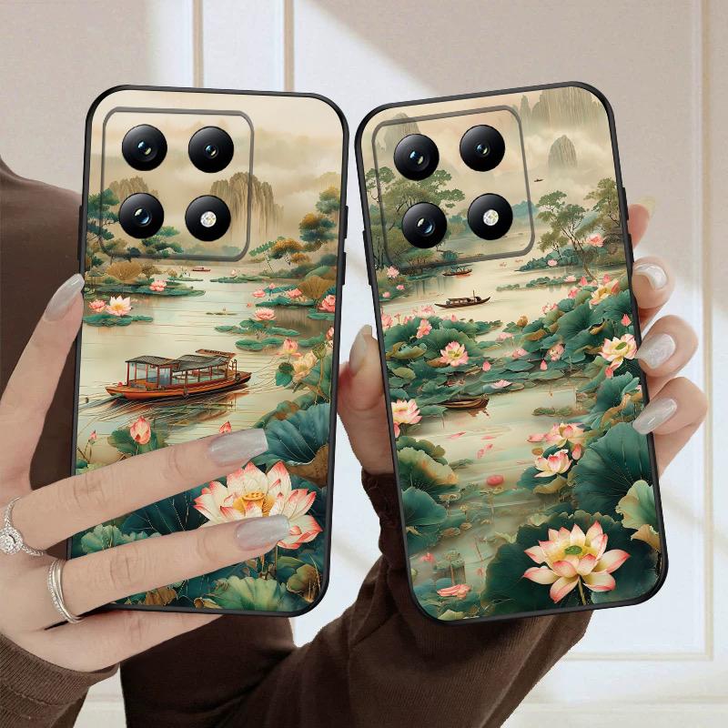 Ship and Red Lotus For Xiaomi Poco X7 M7 Pro 5G M5 X4Pro 4 M6 4G C65 C75 F6 F5 X6 5 7 X5 F7 Ultra M5S M4Pro 5G soft phone case