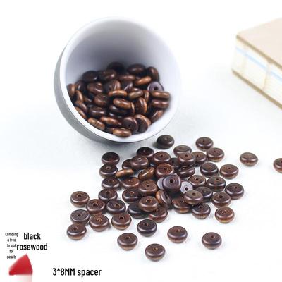 Black Rosewood 3x8MM Spacer Beads for DIY Buddhist Bracelets - Natural Solid Wood Jewelry Accessories
