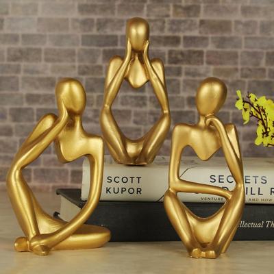 Decorative Abstract Thinker Men Statue Set Of 3 Modern Art Showpiece