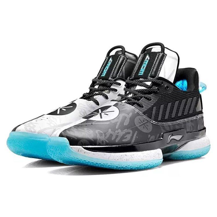 Li Ning WOW 7 Textile, Leather Cushioning Slip Resistant Abrasion Resistant Low Top Basketball Shoes Men's Black White ABAN079-5