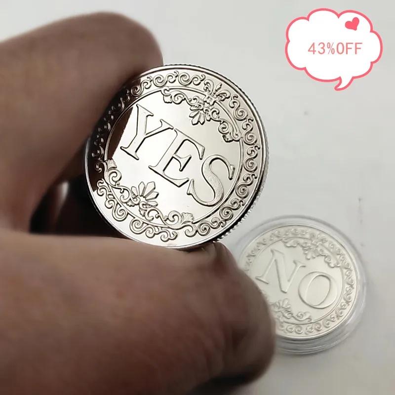 Diameter 25mm Coin YES or NO Make Decision Commemorative Badge Double Sided Embossed Plating Collection Collect Coins Charm